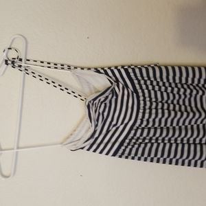 American eagle blue and white striped halter bikini cover up size small